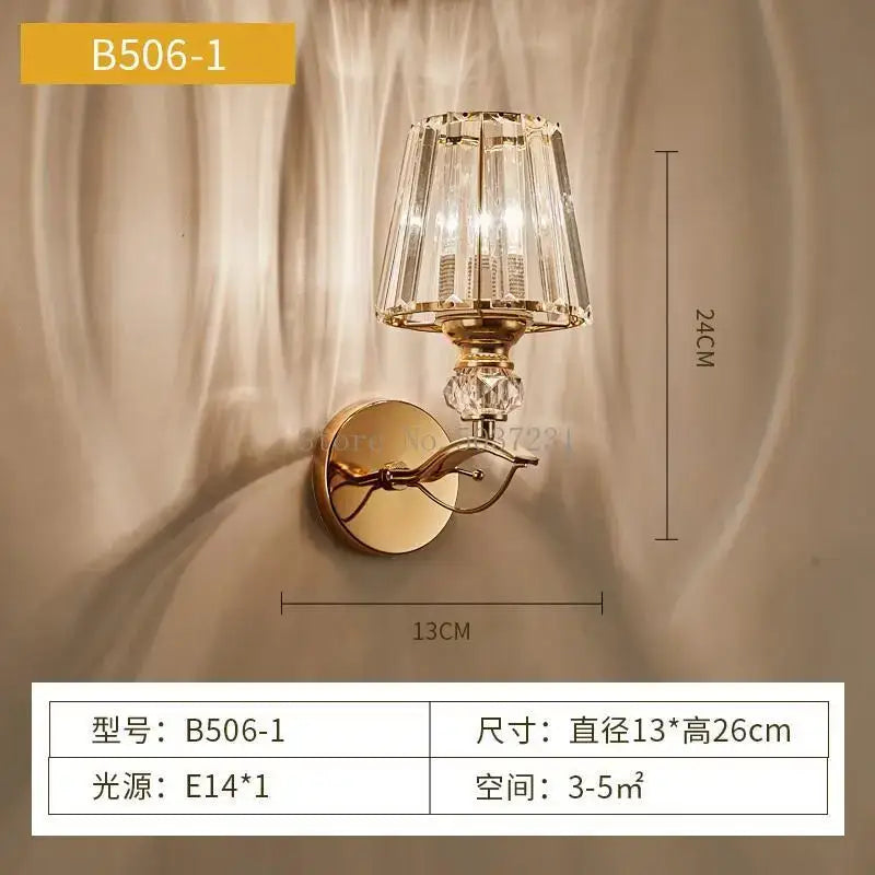 Gold Crystal Bedroom Wall Lamp