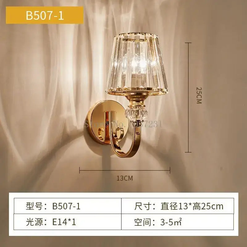 Gold Crystal Bedroom Wall Lamp