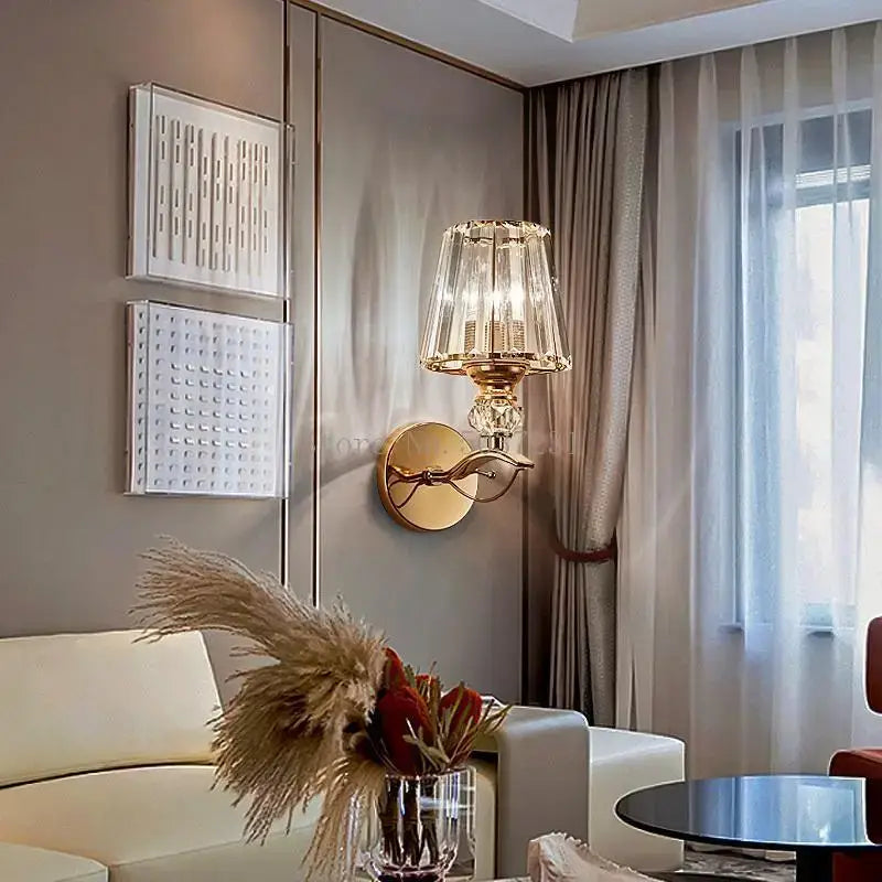 Gold Crystal Bedroom Wall Lamp