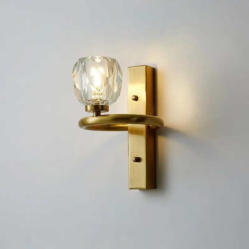 Gold Crystal Sphere Hallway Sconce