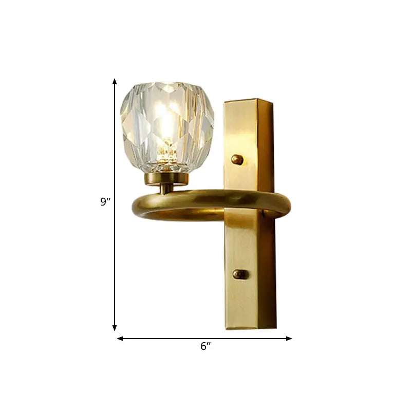 Gold Crystal Sphere Hallway Sconce