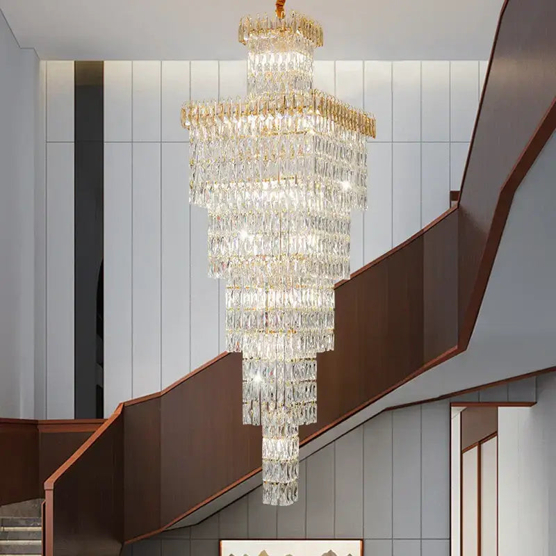 Gold Crystal Stair Chandelier Up To 400cm