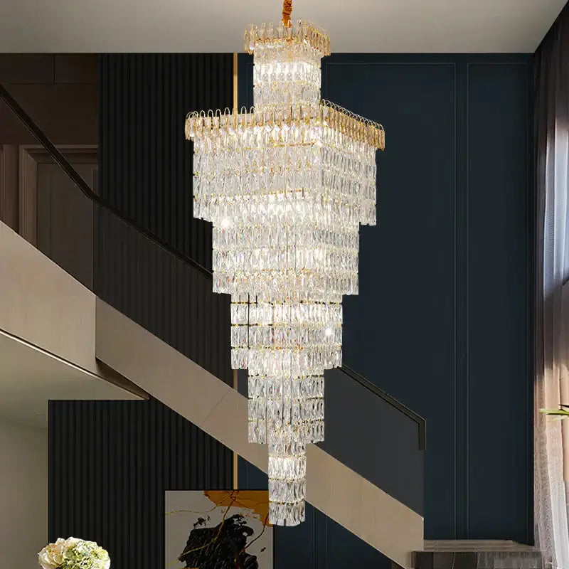 Gold Crystal Stair Chandelier Up To 400cm