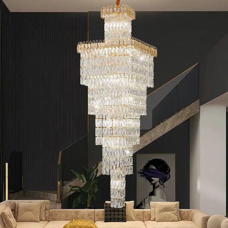 Gold Crystal Stair Chandelier Up To 400cm