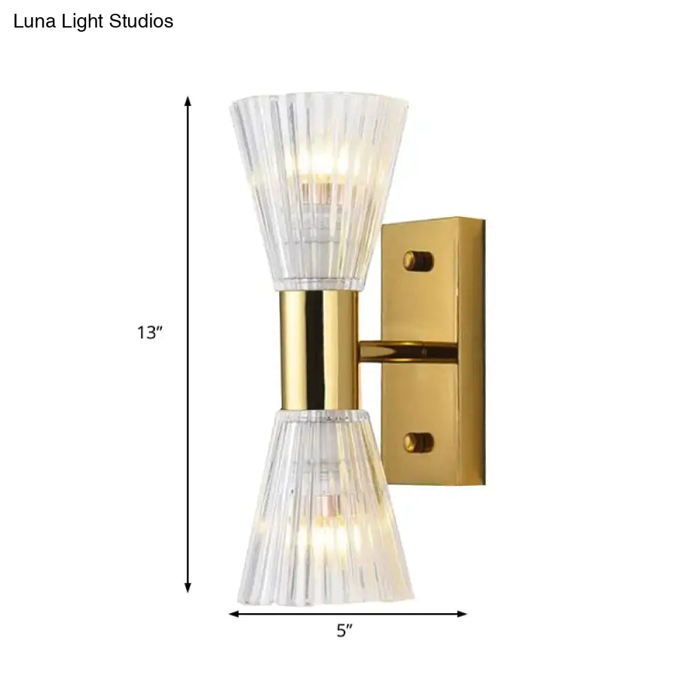 Gold Crystal Hourglass Wall Sconce Dual-Light