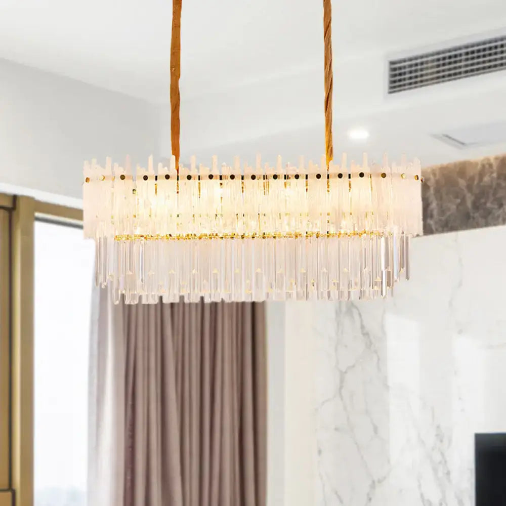 Gold Rectangle Crystal Chandelier