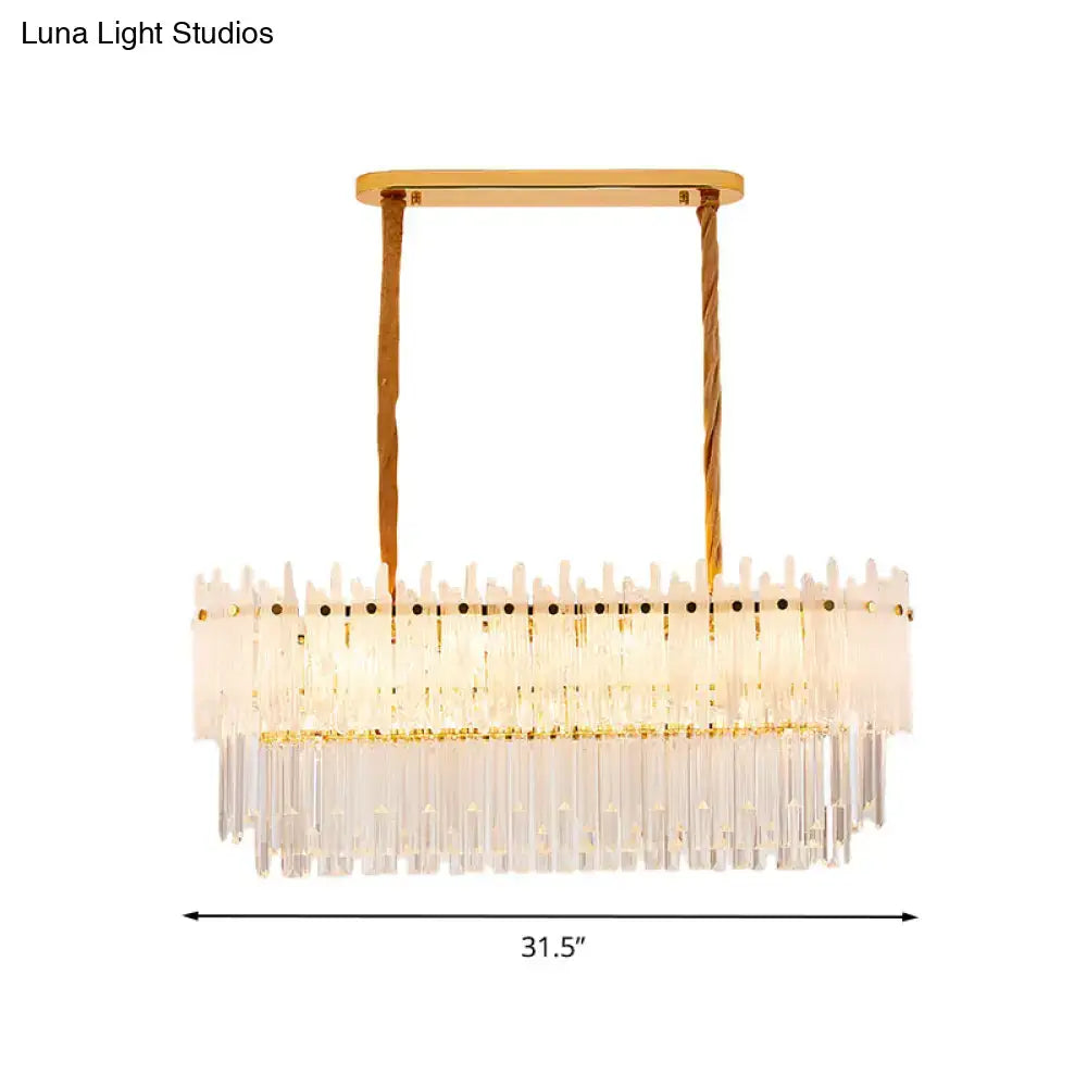 Gold Rectangle Crystal Chandelier