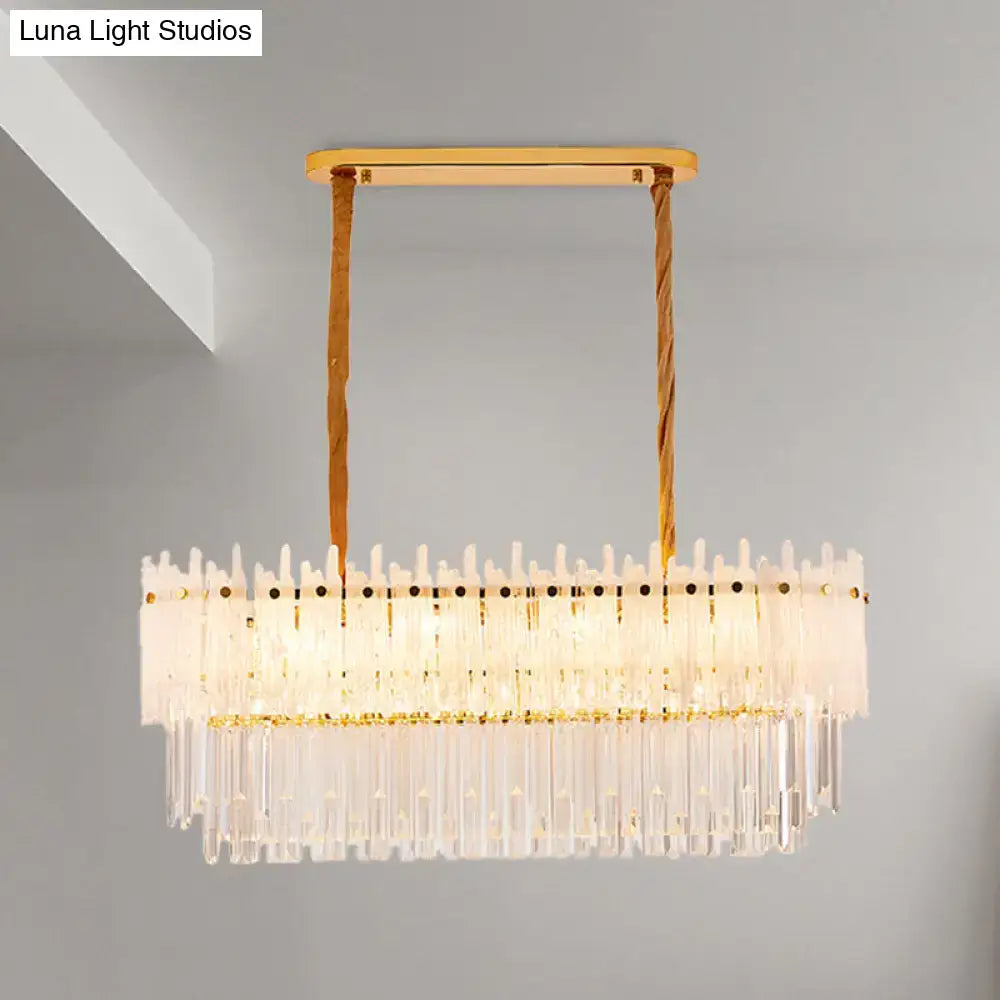 Gold Rectangle Crystal Chandelier
