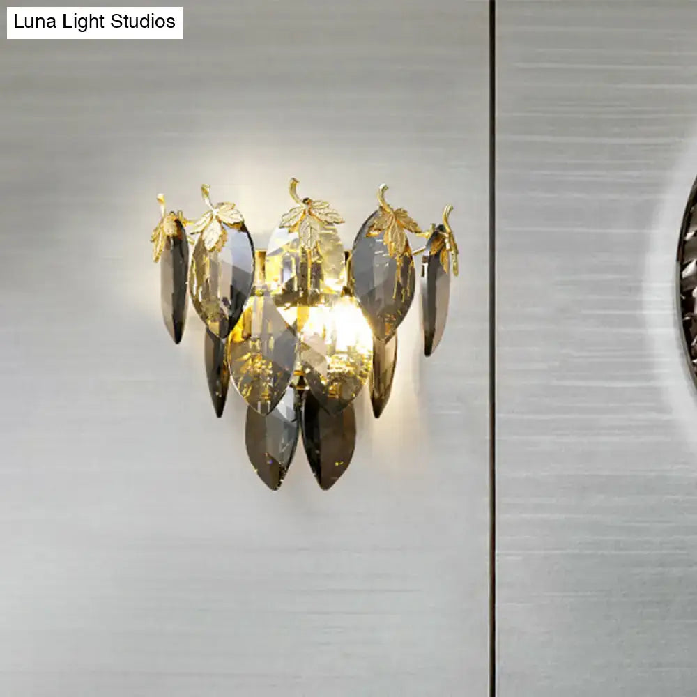 Gold Crystal Compact Study Wall Lamp