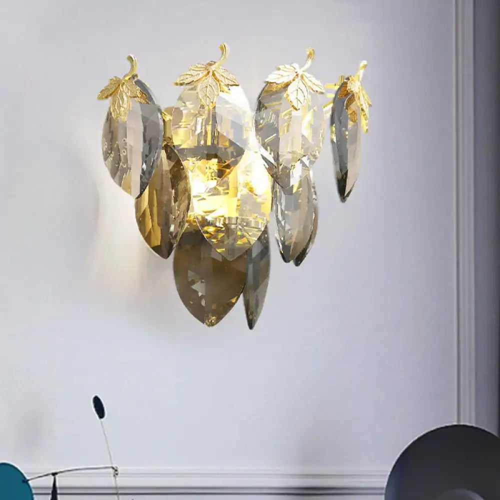 Gold Crystal Compact Study Wall Lamp