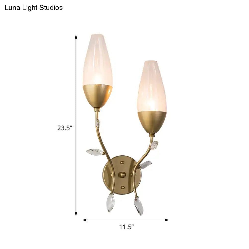Gold Crystal Bedroom Sconce Leaf Design 1-2 Light