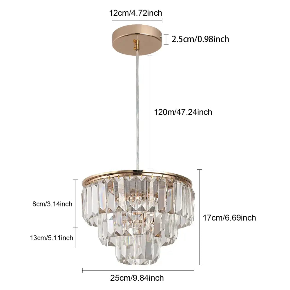 Gold Crystal Pendant Chandelier Dual Mount Style