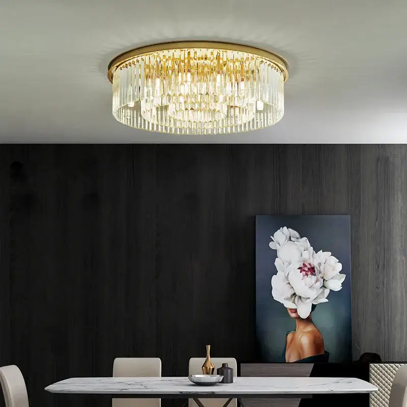 Gold Crystal Minimalist Chandelier