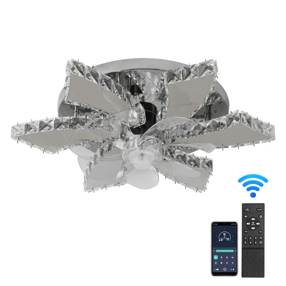 Gold Crystal Ceiling Fan With Integrated LED