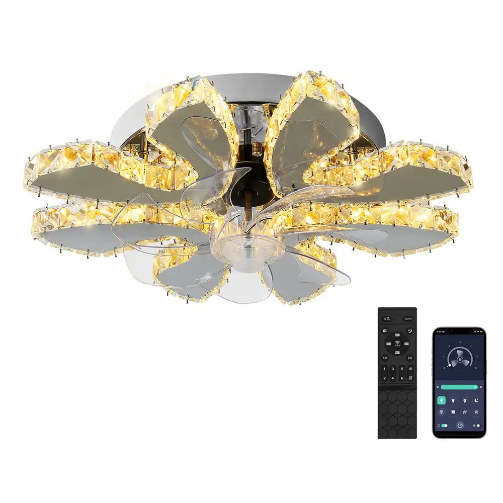 Gold Crystal Ceiling Fan With Integrated LED
