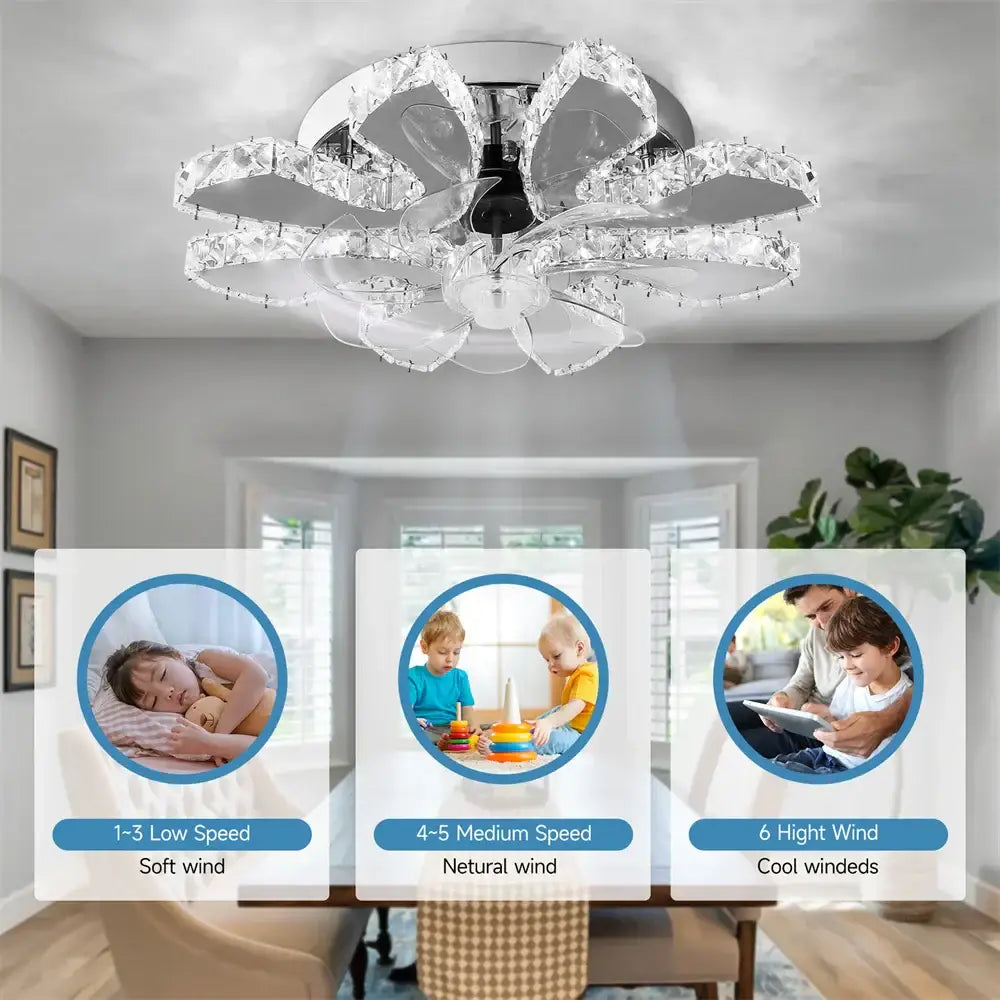 Gold Crystal Ceiling Fan With Integrated LED