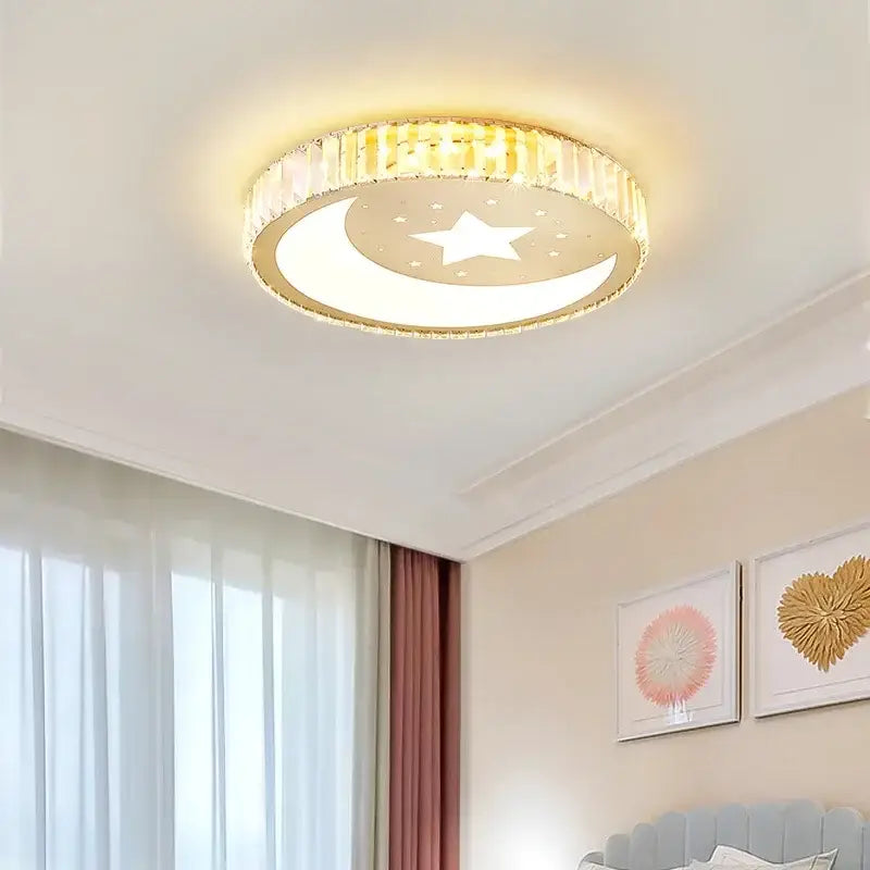 Gold Crystal Moon Ceiling Light