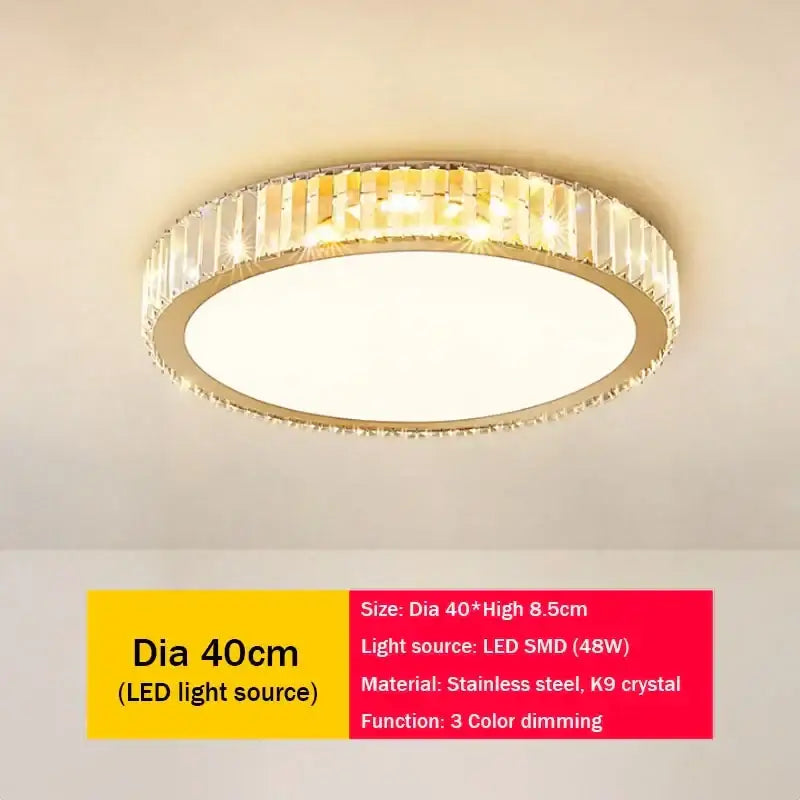 Gold Crystal Moon Ceiling Light