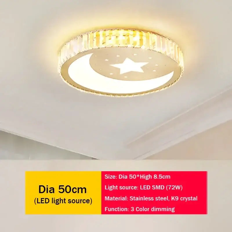 Gold Crystal Moon Ceiling Light