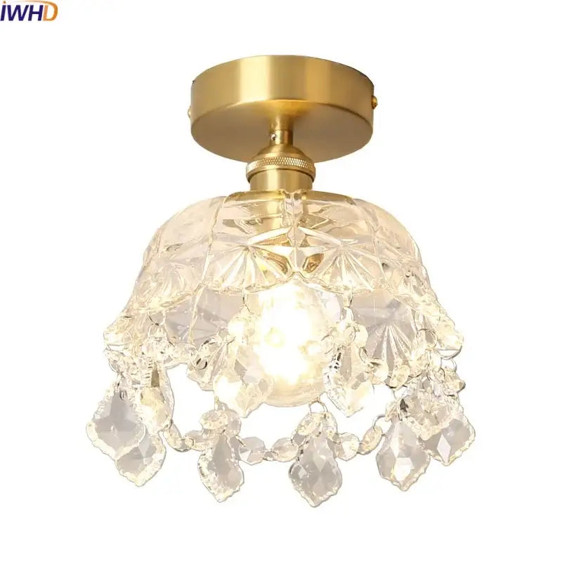 Gold Crystal Living Chandelier Clear Glass Option