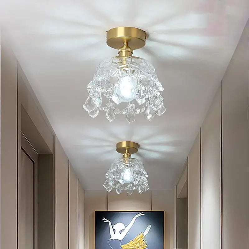 Gold Crystal Living Chandelier Clear Glass Option