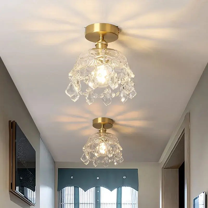 Gold Crystal Living Chandelier Clear Glass Option
