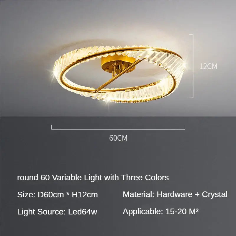 Gold Crystal LED 60cm Chandelier