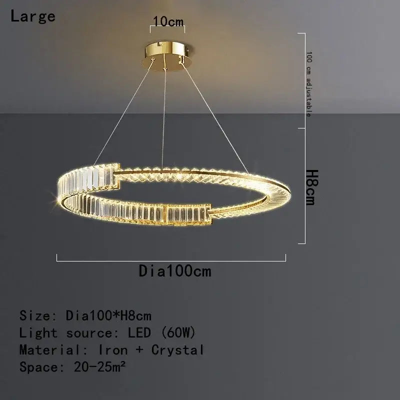 Gold Crystal 100cm Dining Chandelier