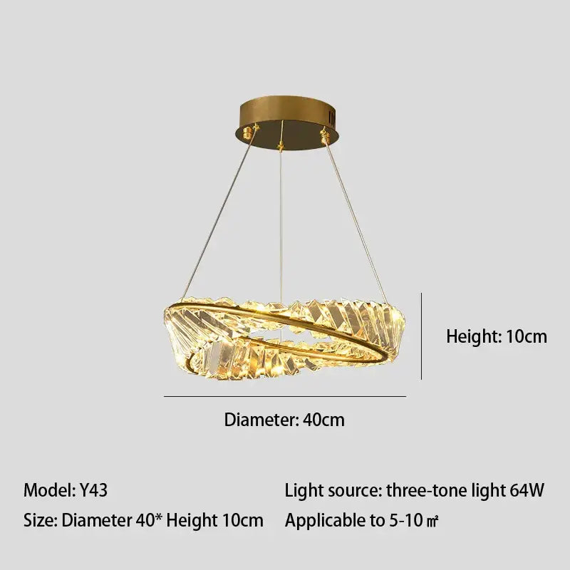 Gold Crystal Double Ring Pendant