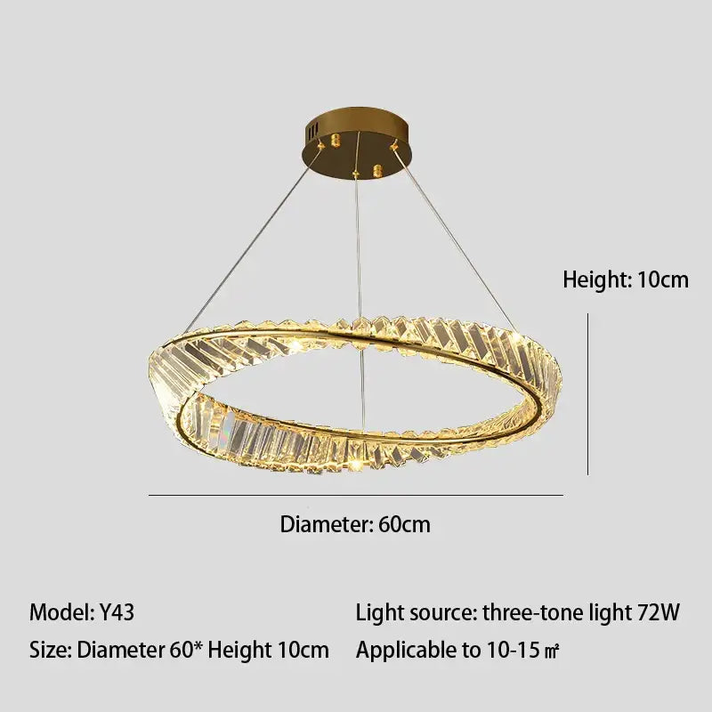 Gold Crystal Double Ring Pendant