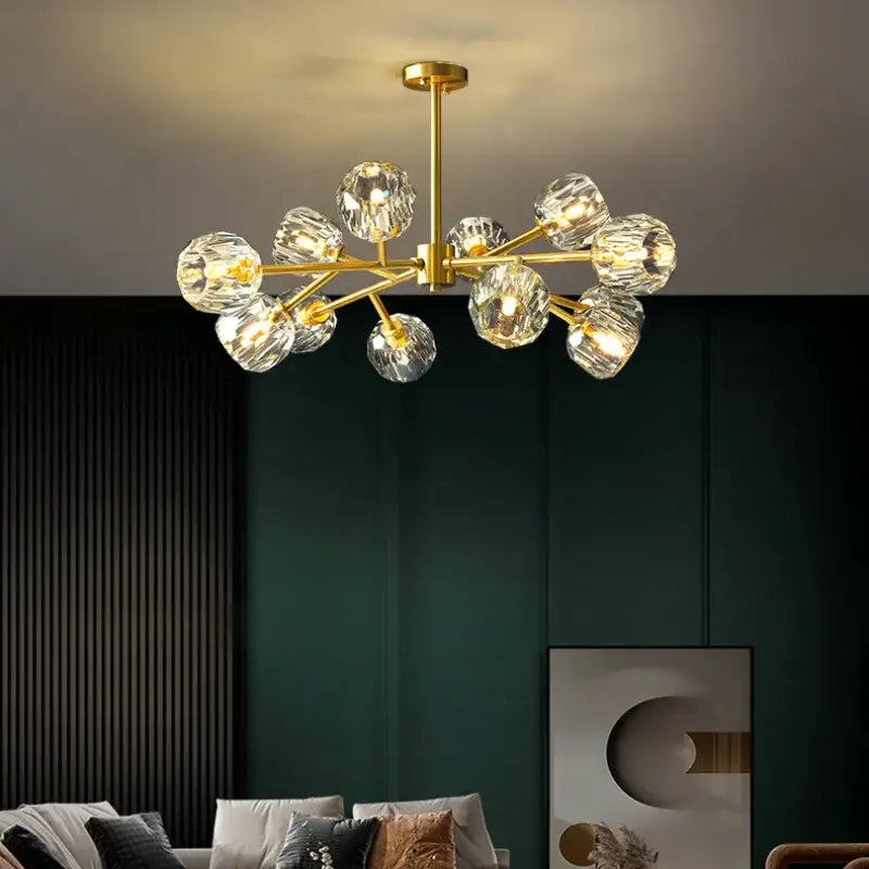 Gold Crystal Sphere Chandelier