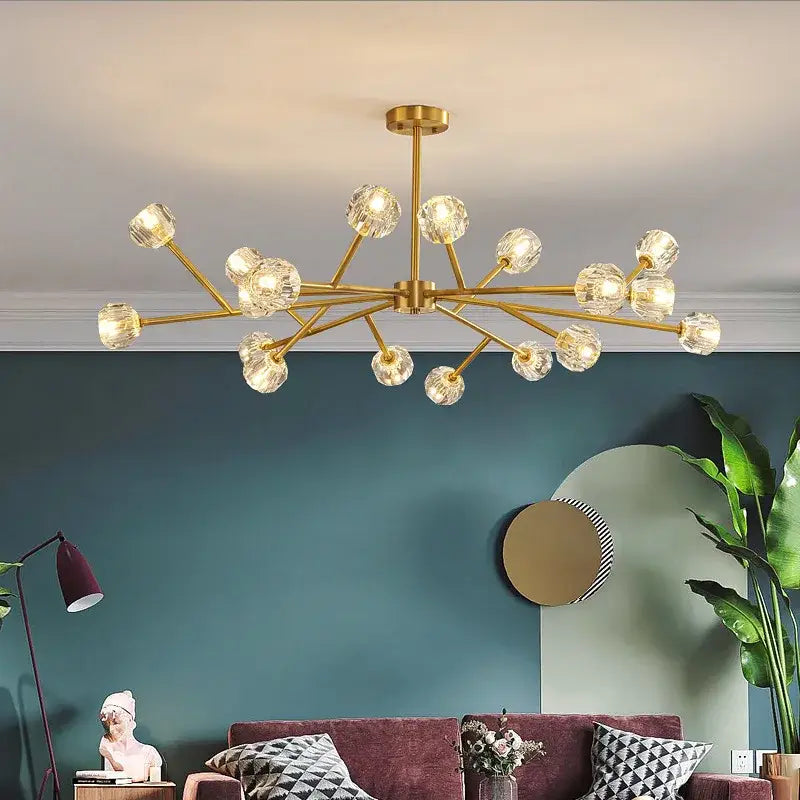 Gold Crystal Sphere Chandelier