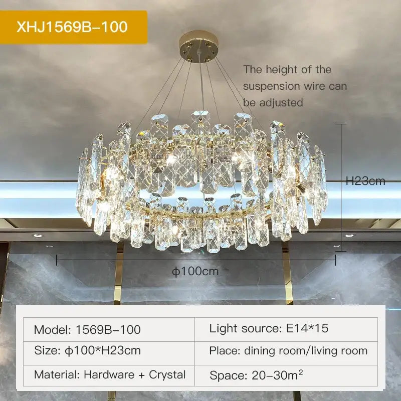 Gold Crystal 80cm Dining Chandelier