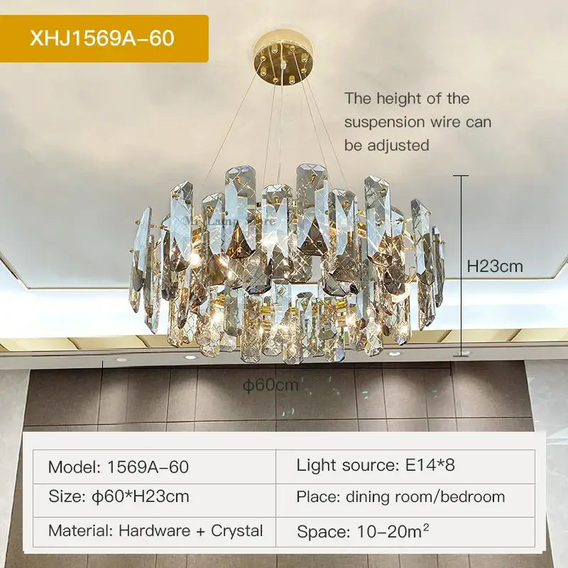 Gold Crystal 80cm Dining Chandelier