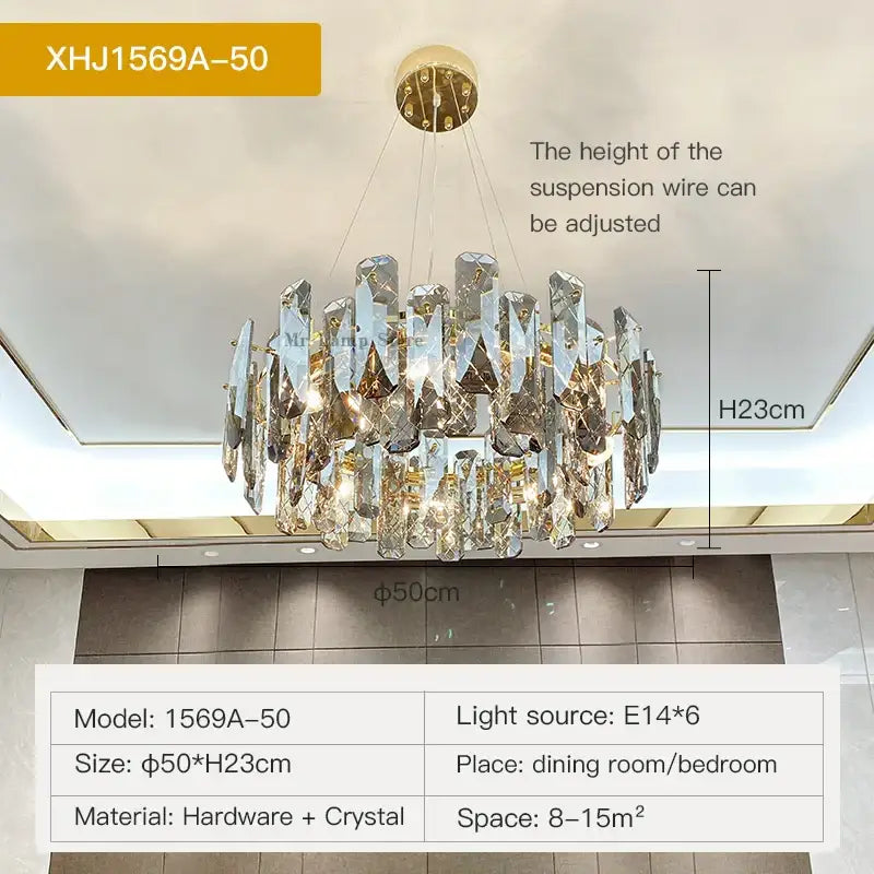 Gold Crystal 100cm Living Chandelier