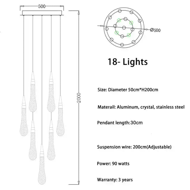 Chrome Crystal Teardrop Light