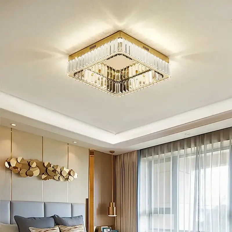 Gold Crystal Dimmable Stainless Steel Living Room Ceiling Light