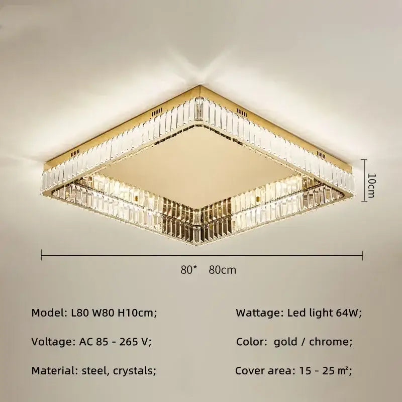 Gold Crystal Dimmable Stainless Steel Living Room Ceiling Light
