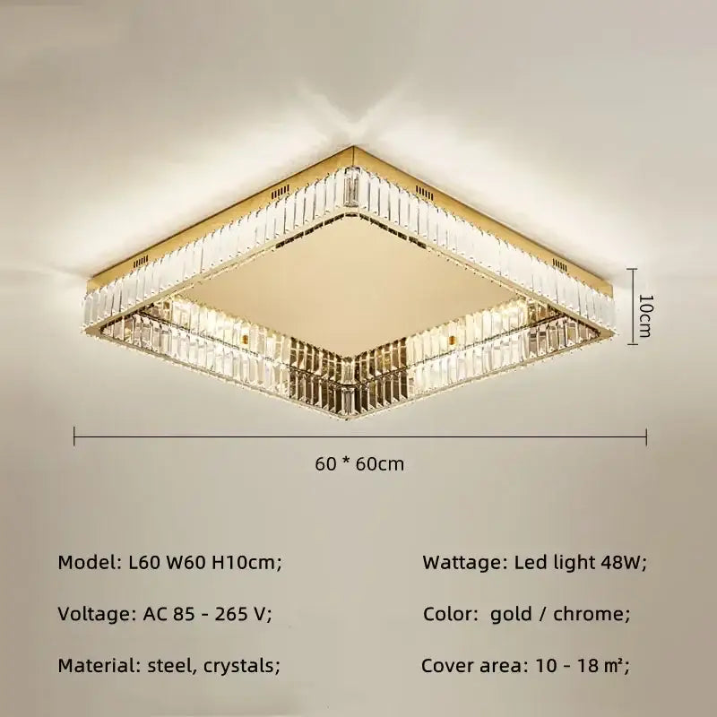 Gold Crystal Dimmable Stainless Steel Living Room Ceiling Light