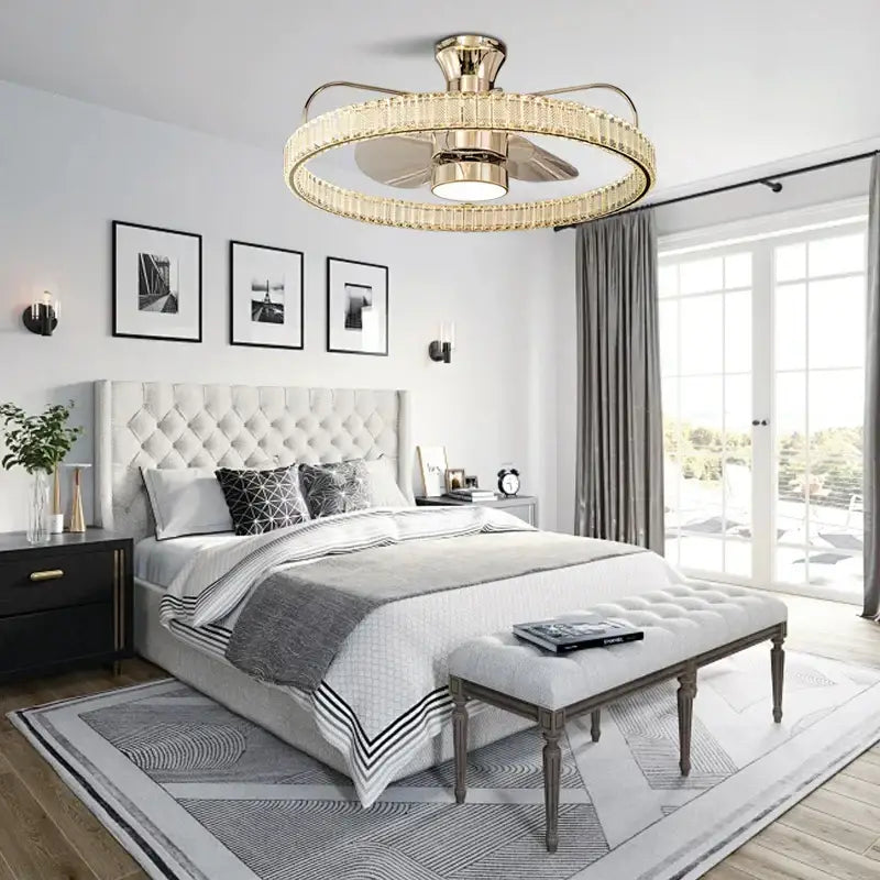 Gold Crystal Fan Light