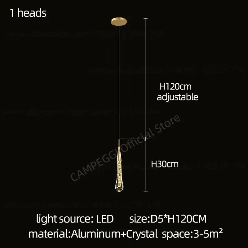 Gold Crystal 48-Head Hall Pendant Chandelier