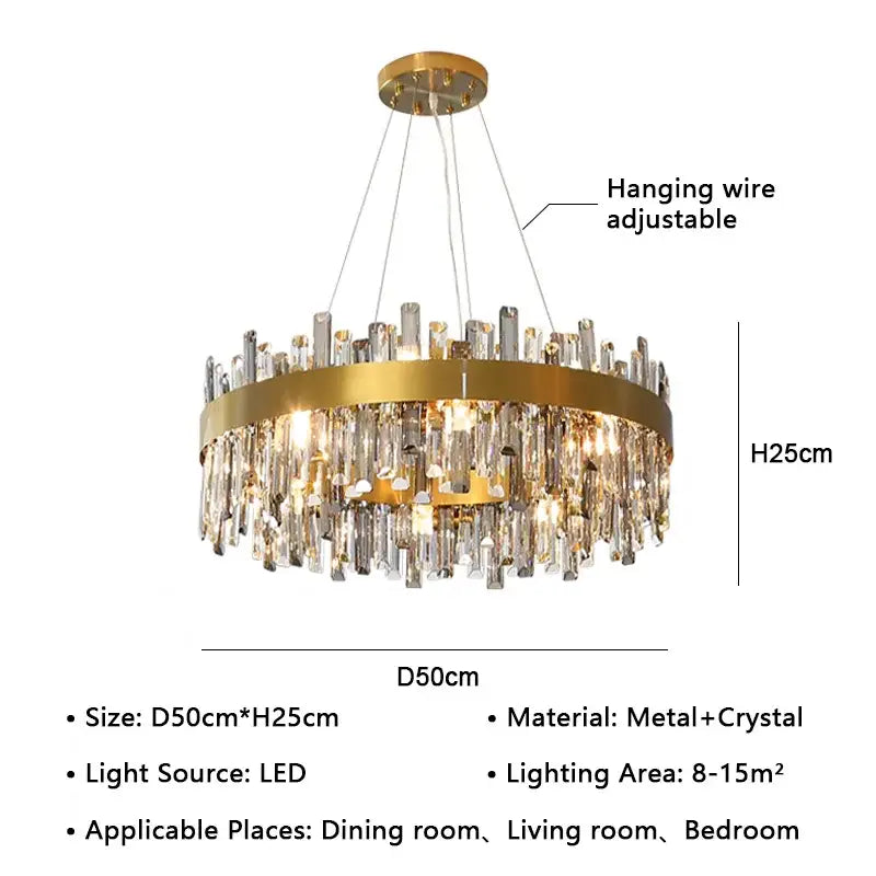 Gold Crystal 100cm Pendant Chandelier