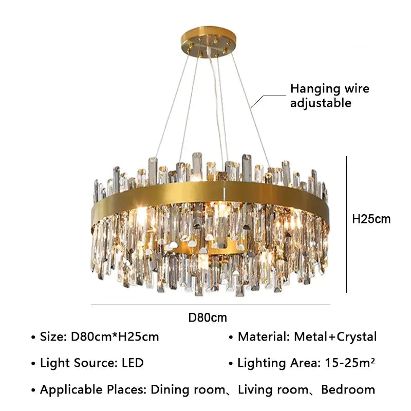 Gold Crystal 100cm Pendant Chandelier
