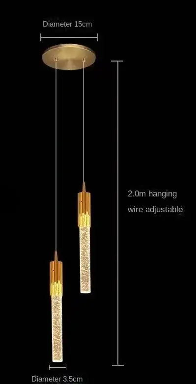 Gold Crystal 2-Head Pendant Light