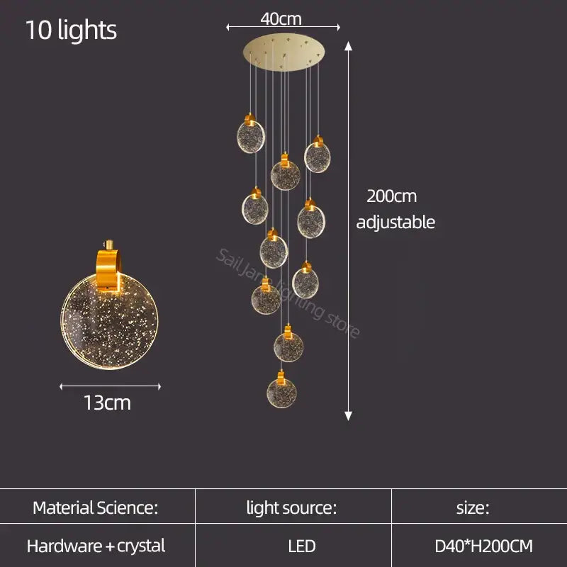 Gold Crystal Stair Slinglight