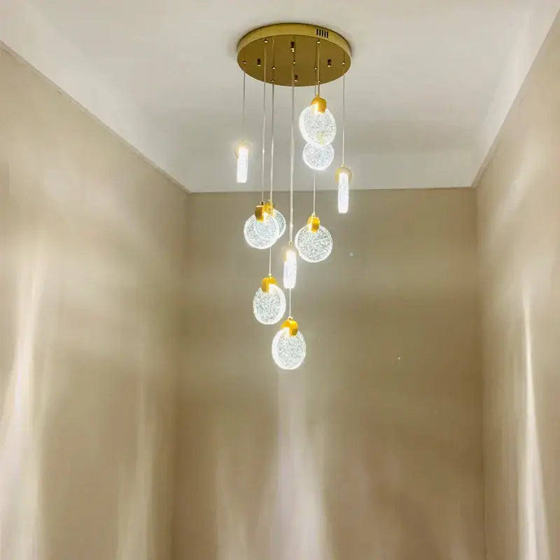 Gold Crystal Stair Slinglight