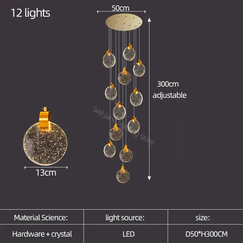 Gold Crystal Stair Slinglight