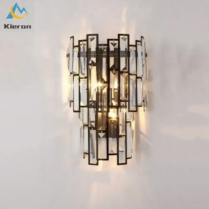Gold Crystal Geometric Sconce
