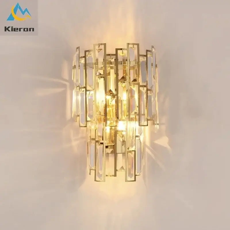Gold Crystal Geometric Sconce