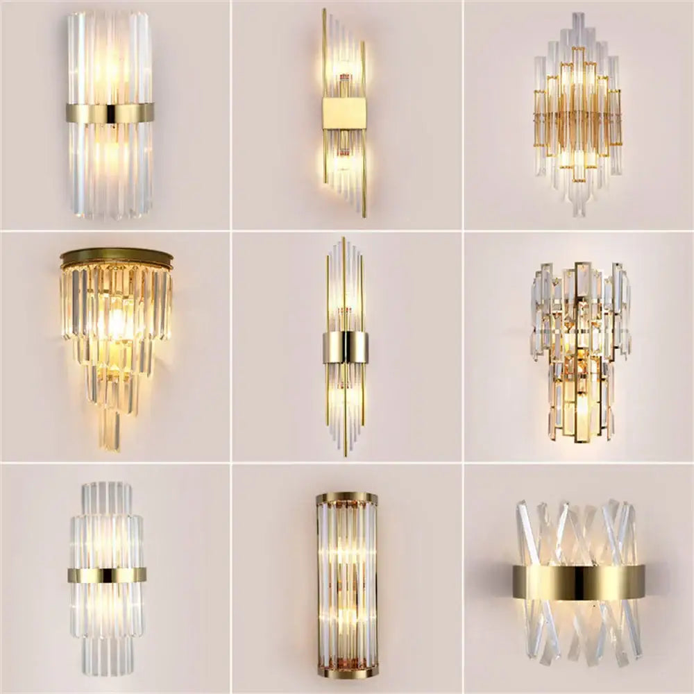 Gold Crystal 56cm Wall Lamp